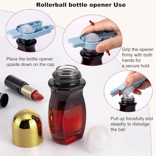 Kesell 50ml Glass Roller Bottles, Set of 2, Gold Lid