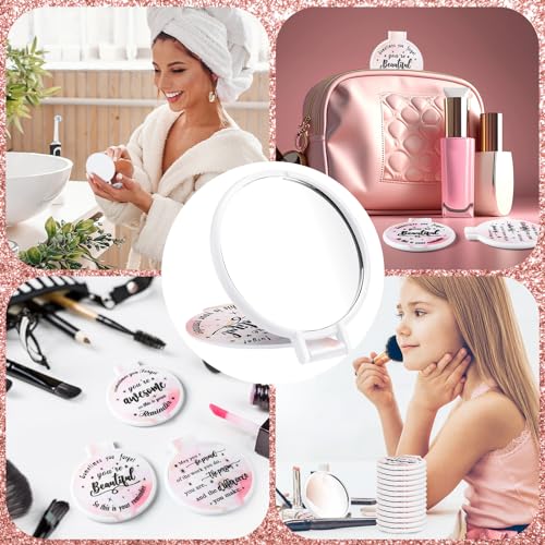 Wenqik 100 Pcs Inspirational Compact Mirror Bulk - Light Pink