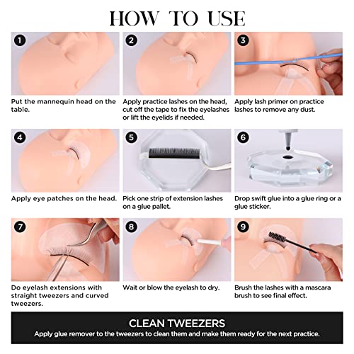 Eyelash Extension Kit,with lash Mannequin Head Lash Practice training kit Professional lash extension supplies Tool for Lash Training by BEYELIAN