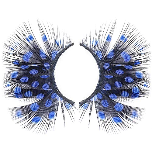 Dorisue Mermaid Party Lashes Anime lashes Blue Eyelashes Dark Blue colored Cosplay blue vessel lashes 3d False Eyelashes Extension for Women Girls Night show Costume lashes for woman