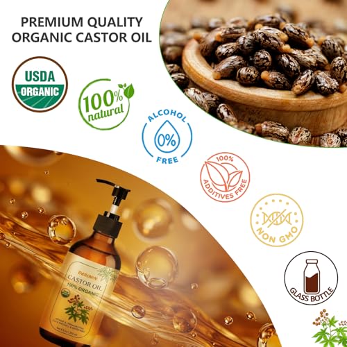 8oz Organic Castor Oil Cold Pressed – USDA Certified