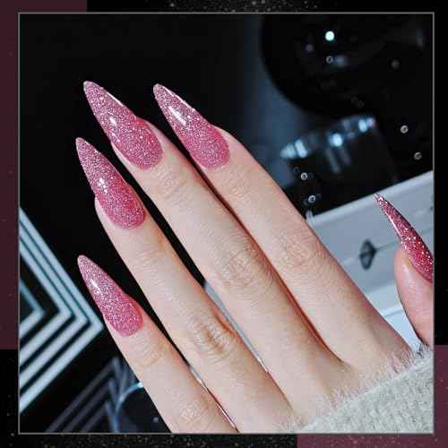 GAOY Reflective Glitter Gel Nail Polish Set for 6 Colors Including Pink Red Silver Black Colors Holographic Gel Polish Kit for Salon Manicure and Nail Art DIY at Home