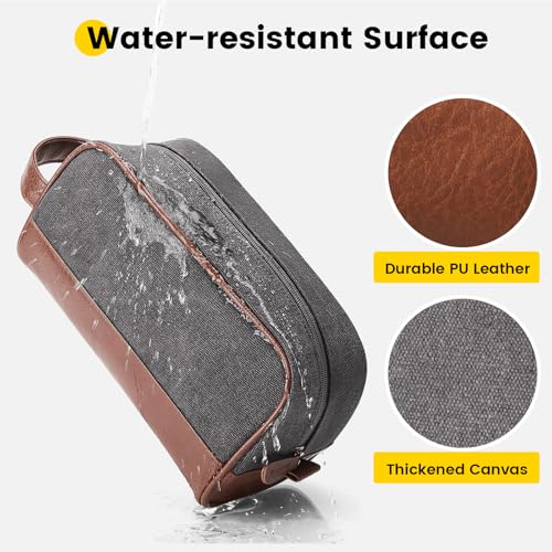 Vorspack Grey Canvas Toiletry Bag - Water Resistant Travel Organizer