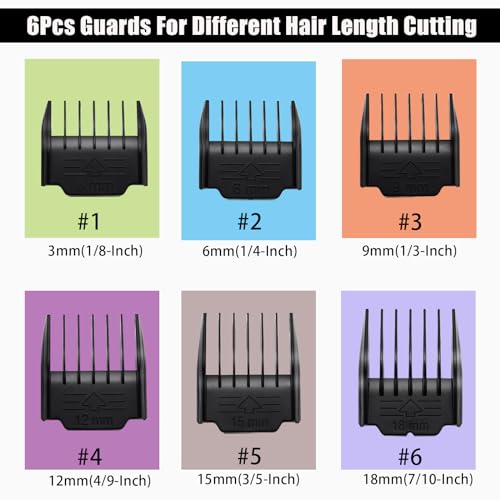 6-Pack Dog Clipper Attachment Comb Guards (3-18mm)
