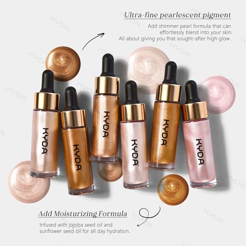 KYDA Liquid Highlighter Drops - Multiuse Glow Makeup, Soft Pink