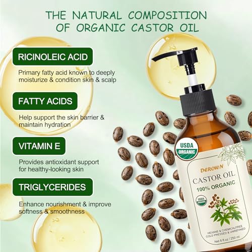 8oz Organic Castor Oil Cold Pressed – USDA Certified