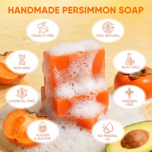 Persimmon Soap Bar - 3 Pack for Body Odor Control & Sensitive Skin
