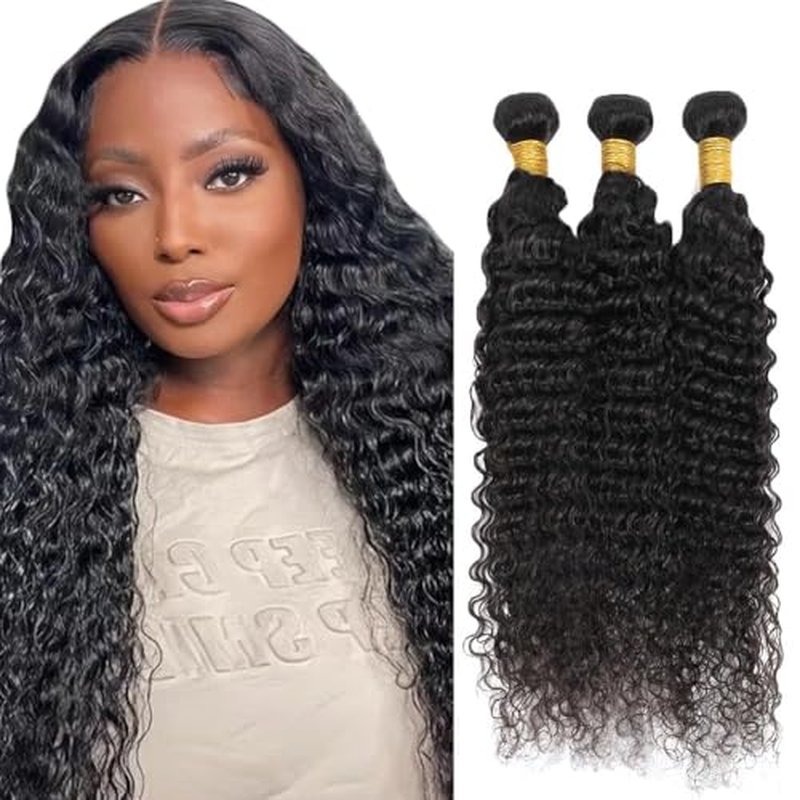 #1B Deep Wave Human Hair Bundles 30 Inch - 3 Pack