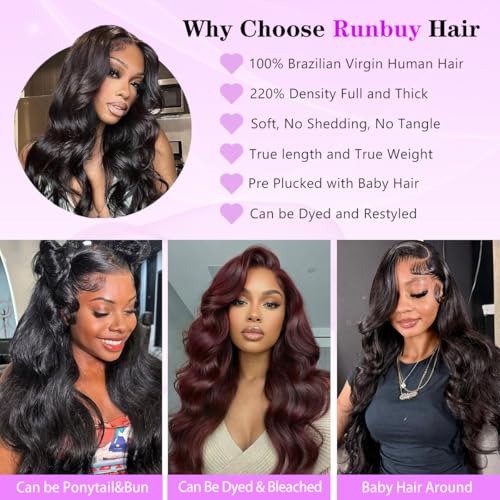 26 Inch Body Wave Human Hair Wig - 13x6 HD Lace Front, 220 Density