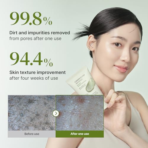 CKD Green Plum AHA¡¤BHA Clay Mask Cleanser - All in One, Korean Face Wash + Makeup Remover + Gentle Scrub with Controls Sebum, Tightens Pores, Removes Blackheads. All Skin Types. 4.58 oz