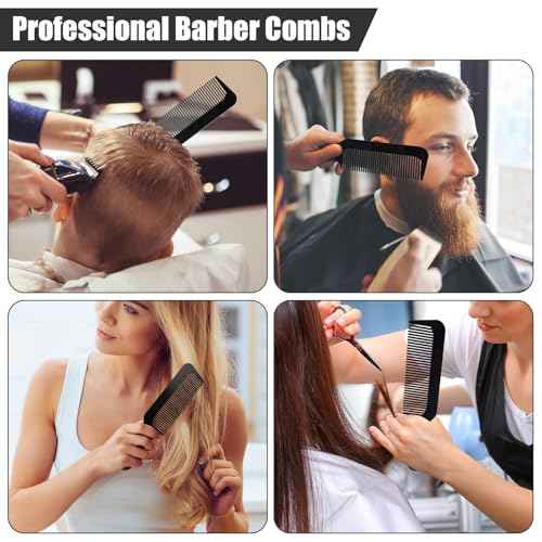 NICEMOVIC Barber Hair Cutting Blend Fade Combs 10 Pack for Hair Stylist, Barber Accessories Supplies, Fading Clipper Flat Top Blending Comb for Fades & Men Haircut Individually Wrapped (Black)