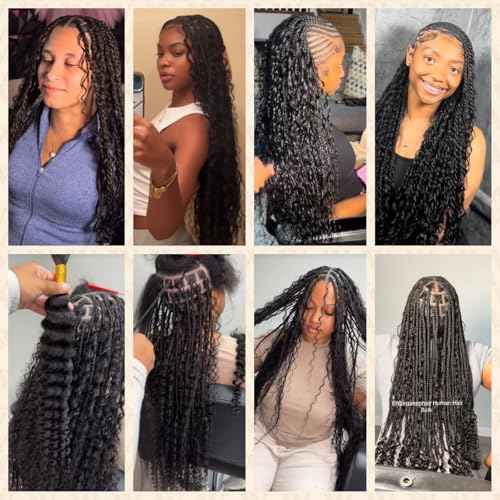 Wequeen 16A Human Braiding Hair Deep Wave 100g 22 Inch 100% Unprocessed Brazilian Virgin Hair No Weft Bulk Human Hair for Braiding Curly Hair Extensions for Boho Braids, Natural Black