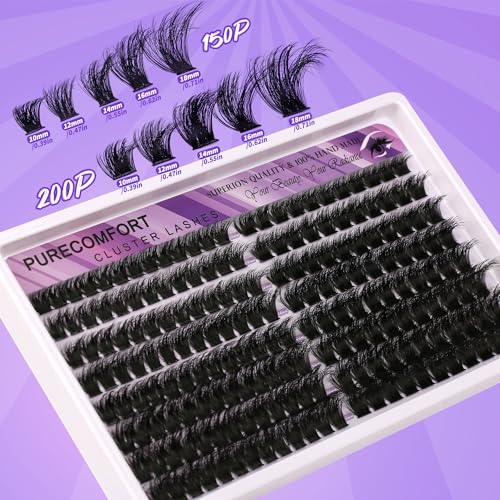 DIY Lash Extension Kit, 192 Cluster Lashes 2 Densities (150P/200P) 10-18mm Mixed Length, Knot-Free Handmade Lashes with Bond/Seal Glue, Remover & Tweezers, Beginner-Friendly for Daily & Party Looks