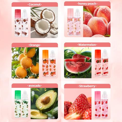 6 Pcs Hydrating Lip Gloss Oil Set - Fruit Flavored Nourishing Lip Oil