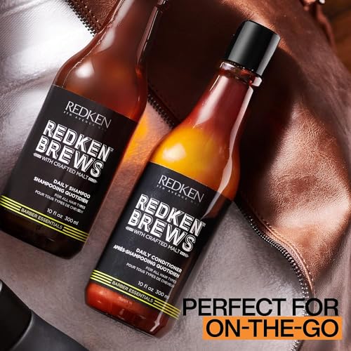 Redken Brews Daily Shampoo & Conditioner Set For Men - Lightweight Cleanser For All Hair Types