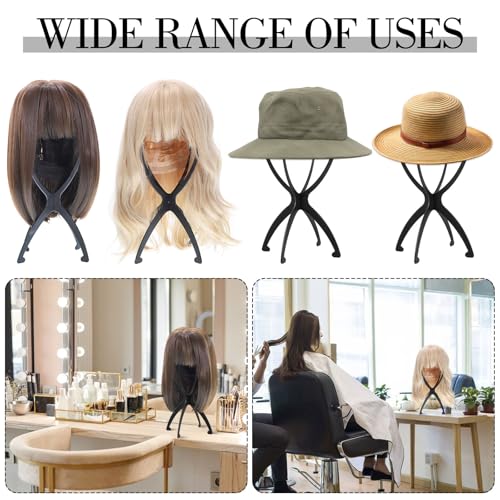 Obeoby Foldable Black Wig Stand for Short Wigs & Cosplay Hair - Portable