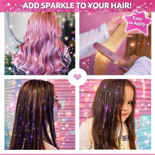 YUUYEE Hair Tinsel Kit - 18 Colors, 6300 Strands, Heat Resistant