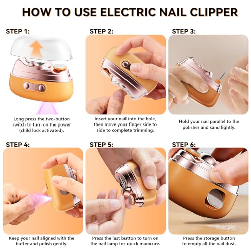 4-in-1 Electric Nail Clipper with LED Light ? Quiet Rechargeable Nail Grooming Kit, Grinder & Polisher, 2 Speed, Nail Debris Collector, Portable Gift Set