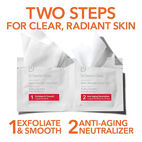Dr. Dennis Gross Alpha Beta Extra Strength Daily Peel ? 2-Step Exfoliating Pads for Enhanced Anti-Aging, Smoother Skin, and Radiant Complexion, 5 Treatments