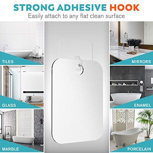 Fogless Shower Mirror with Razor Hook - No Drill Mount