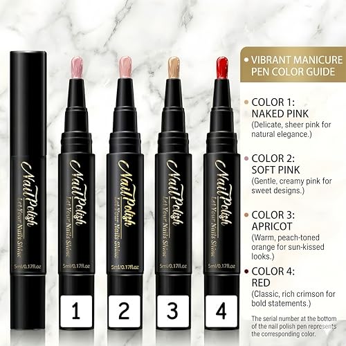 Quick Dry Water-Based Nail Polish Pen Set - 4 Color DIY Nail Art Kit