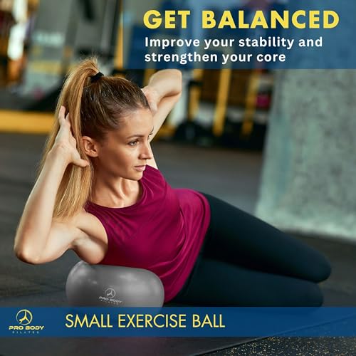 ProBody Pilates Ball Small Exercise Ball, 9 Inch Barre Ball, Mini Soft Yoga Ball, Workout Ball for Stability, Barre, Ab, Core, Physio and Physical Therapy Ball at Home Gym & Office (Silver)