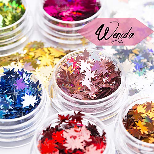 Wenida 12 Color Holographic Maple Leaf Glitter Cosmetic Set