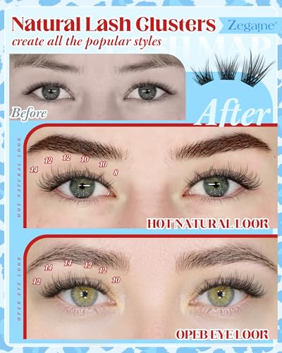 Zegaine Natural Lash Clusters 8-14mm Short Curly Spiky Wispy False Eyelashes
