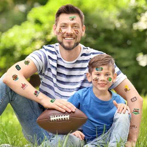 Fovths 144 Pieces Football Temporary Tattoos Football Team Tattoos Footballs Face Stickers for Touch Down Party Decorations Sports Themed Party Supplies, 24 Designs