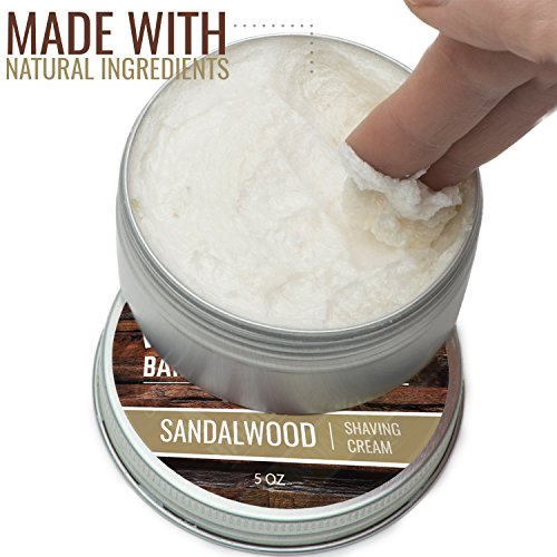 Sandalwood Shaving Cream for Men - Thick Lather, Water-Based, 5oz