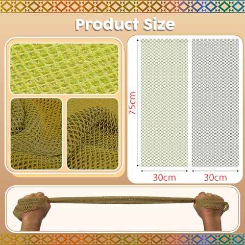 Real African Net Sponge - 2 Pieces Authentic Exfoliating Body Scrubbers - Ultra-Gentle for Sensitive/Dry/Oily Skin - Shower & Bath Essential (Army Green & Dark Army Green)