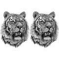 2 Sheets Realistic Animal Temporary Tattoos Stickers Sketch Lifelike Tiger Roar Designs For Men Waterproof Arm Leg Fake Body Art, Gym & Parties Bold Masculine Decals