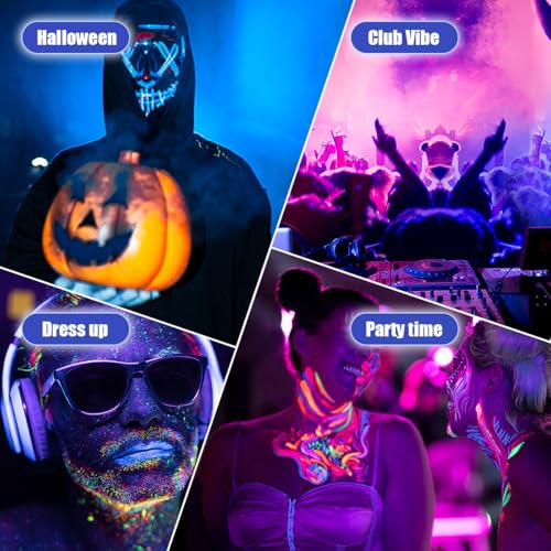 Glow in the Dark Face Paint Pen Set - 10 Colors UV Black Light
