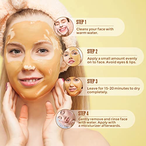 Turmeric Vitamin C Clay Mask # 130g, Blackheads Acne Dark Spots Remover with Turmeric Extract, Glowing Skin, Refining Pores and Controlling Oil