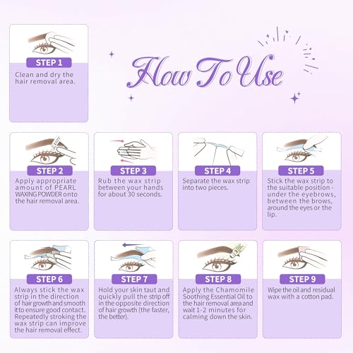 Beauty7 Sensitive High Arched Eyebrow Wax Strips Kit Eyebrow Waxing Strip 24 Strips with Pearl Powder Essential Oil for Sensitive Skin for Women