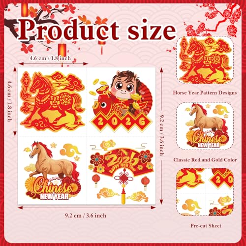 72pc Chinese New Year Temporary Tattoos 2026 Year of Horse