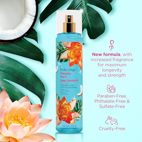 Bodycology Hawaiian Beach Fragrance Body Mist 8 fl oz – Tropical Coconut & Pineapple
