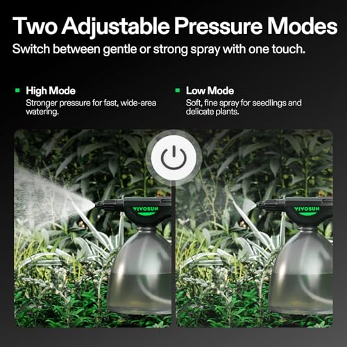 VIVOSUN Battery-Powered Plant Sprayer 2L, USB Rechargeable Mister