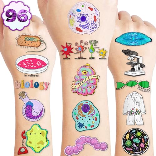 96 PCS Biology Temporary Tattoos - Science Cell Lab Party Favors