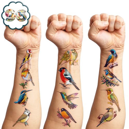 96 Temporary Bird Tattoos - Party Favors & Decorations