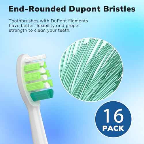 Toothbrush Replacement Heads for Philips Sonicare 16(Green and Blue) Pack Soft Replacement Electric Toothbrush Head Compatible with Philips Sonicare Electric Toothbrush