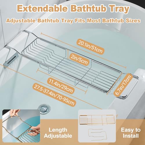 Stainless Steel Expandable Bathtub Caddy Tray