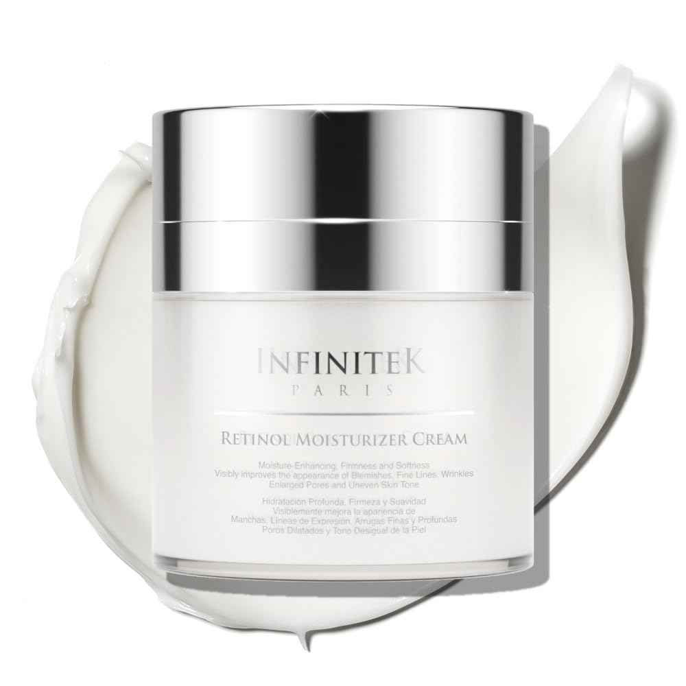 Infinitek Paris Retinol Face Moisturizer Night Cream - Premium Skin Care with Collagen & Vitamin E. Advanced Anti-Aging and Antioxidant Face Cream. Vitamin Enriched Moisturizer for Radiant Skin