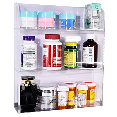AMT Acrylic Nail Polish Racks for the Wall. CLEAR Nail Polish Display. Essential Oils Organizer. Holds up to 48 Bottles. Plus a Microfiber Cloth for Cleaning Purposes (3 Tier- 48)