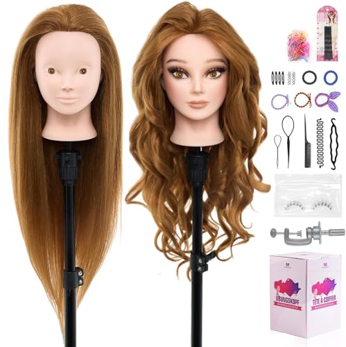 28" 80% Real Hair Mannequin Head for Braiding & Styling
