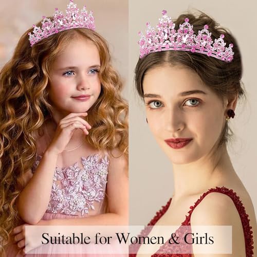 Pink Birthday Queen Crown and Sash Set with Rhinestones