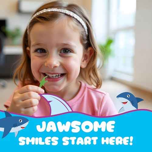Kids Flossers with Fluoride, Unflavored Floss Picks, Fun Floss with Colorful Shark Shapes. Enhanced Cavity Protection, 225 Count (3 Pack) Children's Flossers. Dentists Designed and Backed by Science