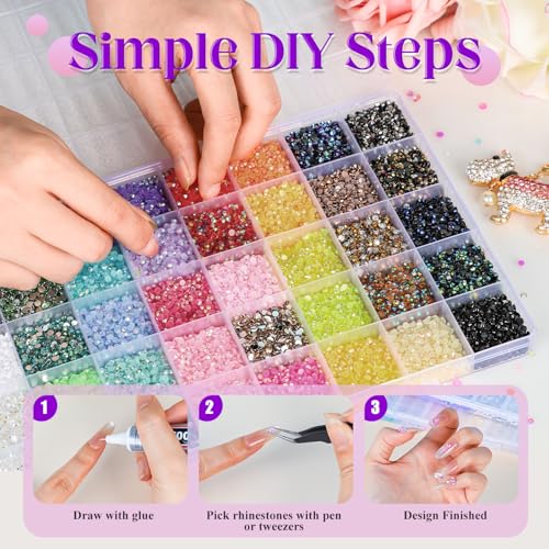 40 Colors Jelly Rhinestones Bedazzling Kit with Glue & Tools
