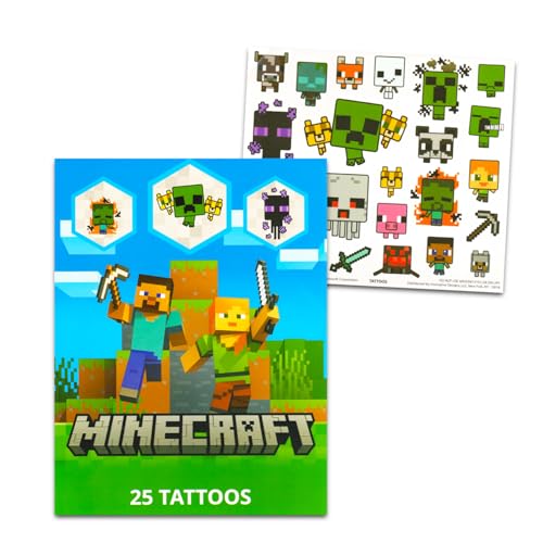 Minecraft Temporary Tattoos for Kids and Adults - 75 Minecraft Tattoos For Party Favors Goodie Bags and More (Party Supplies Bundle)