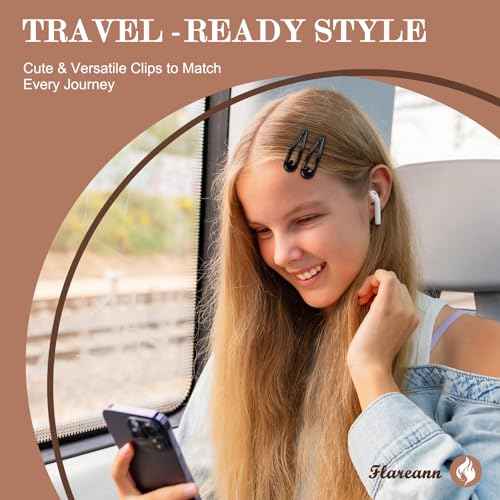 Neutral Shades Glossy Snap Hair Clips by FLAREANN ? 50 PCS 2 Inch Non-Slip Metal Hair Barrettes for Women in Beige, Black, Brown, Light Brown & Grey ? Minimalist Hair Accessories